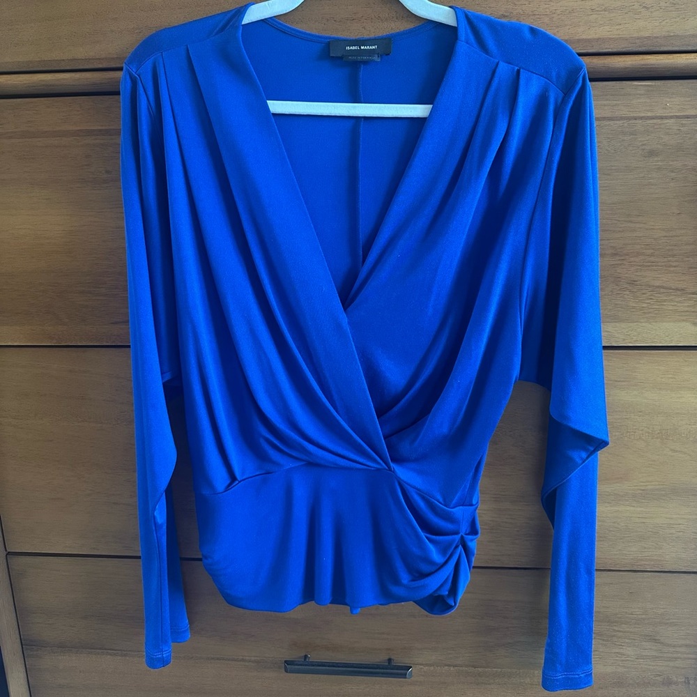 Isabel Marant Royal Blue Draped Blouse, “Julissa”